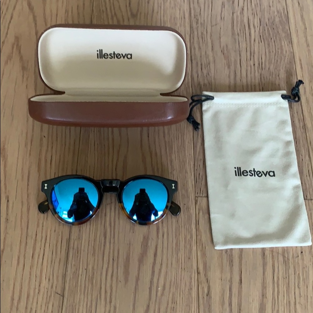 Illesteva Tortoiseshell Blue Mirror Sunglasses